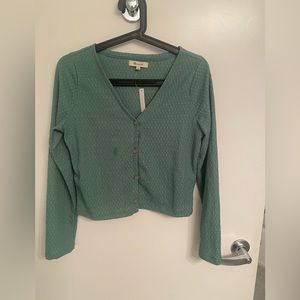 Madewell cropped green sweater.